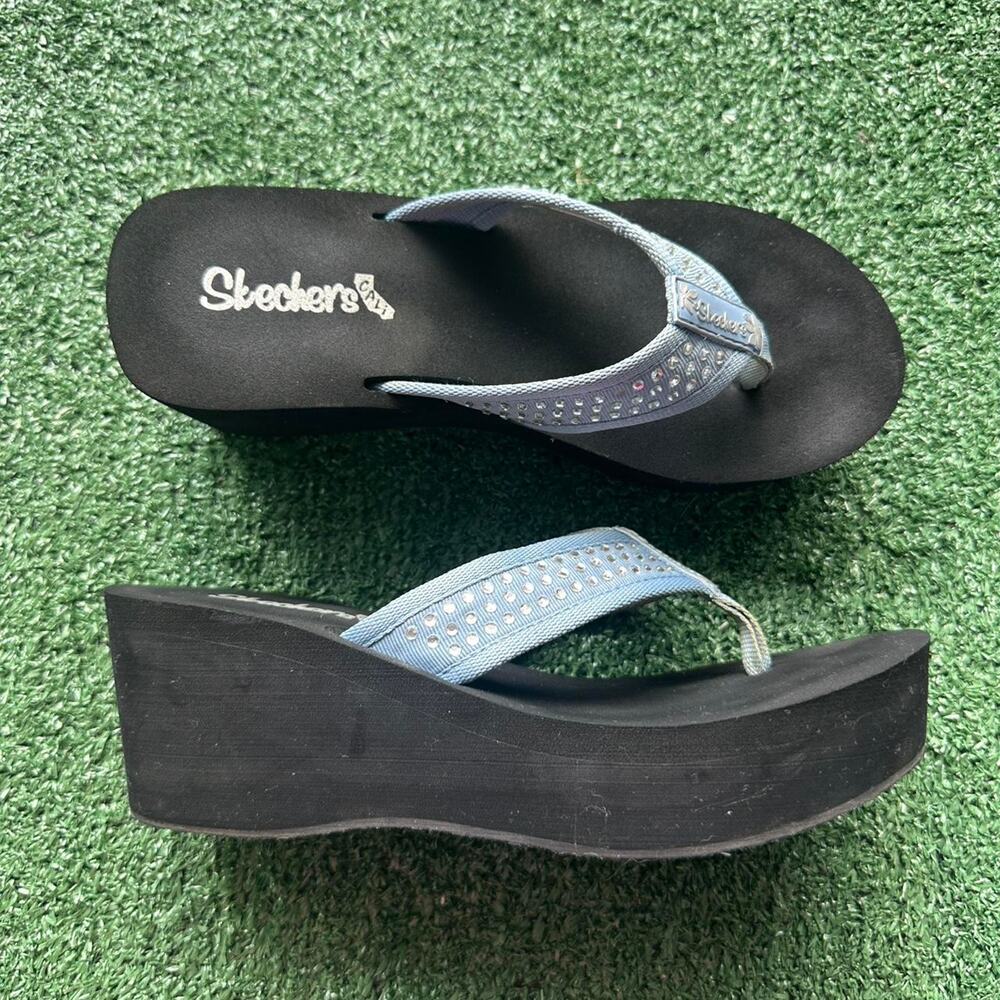 y2k vtg skechers chunky platform flip flops